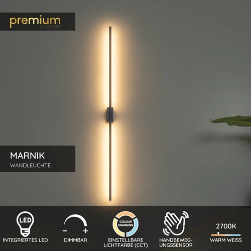 Lucide MARNIK - Wandleuchte - LED Dim. - CCT - 1x18W 2700K/4000K - Hand-Bewegungssensor - Schwarz | Premium - USP